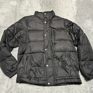 Lands End Coat Mens Medium 38-40 Black Down Puffer Jacket